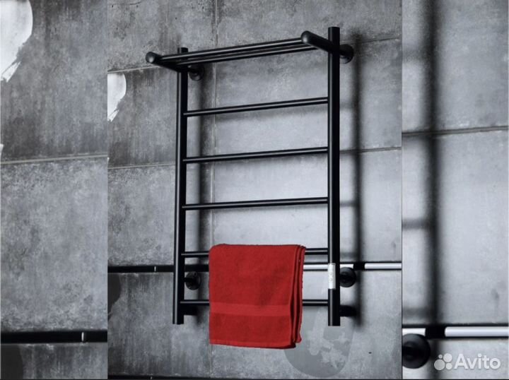 Полотенцесушитель электрический черный с полкой