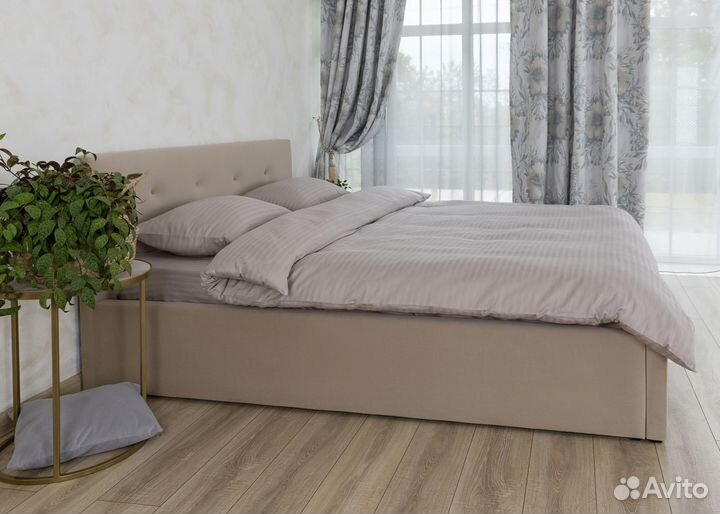 Кровать двухспальная + матрас 160х200 велюр кофе