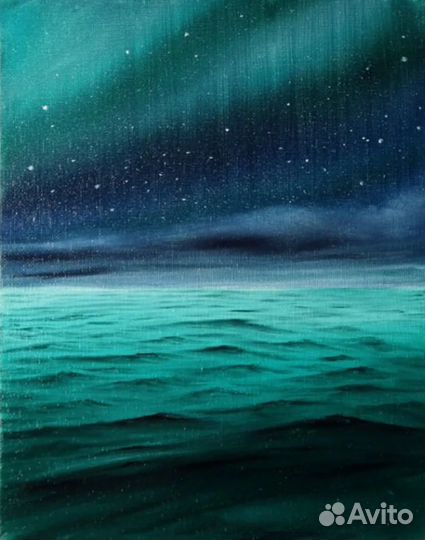 Картина маслом Звезды над морем Интерьерная
