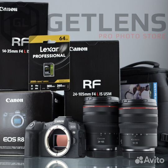 Canon R8 + RF 14-35 + RF 24-105 4.0 + Lexar 64Gb