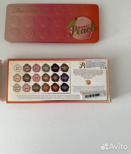 Too faced sweet peach палетка теней, оригинал