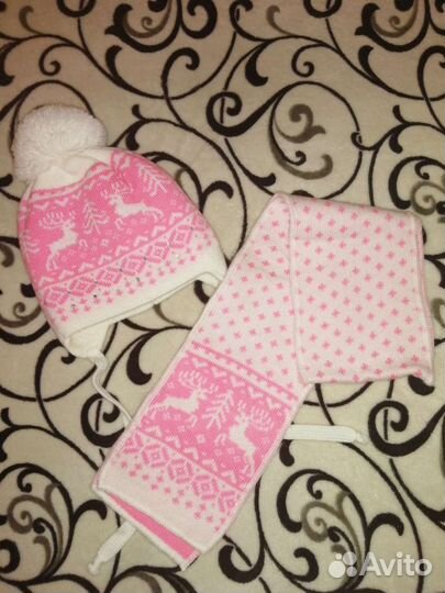 Комплект шапка и шарф для девочки