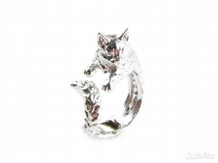 Серебряное кольцо кошка, кольцо в виде кошки