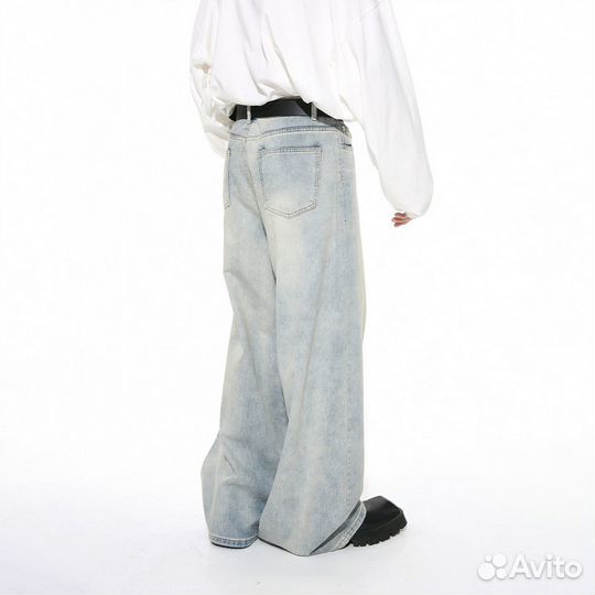 Джинсы Выбеленные с эффектом варки (Светло-голубые