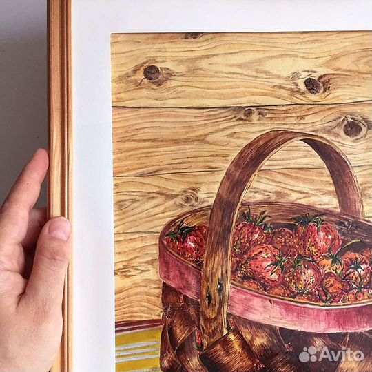 Летняя акварель в раме 30х40