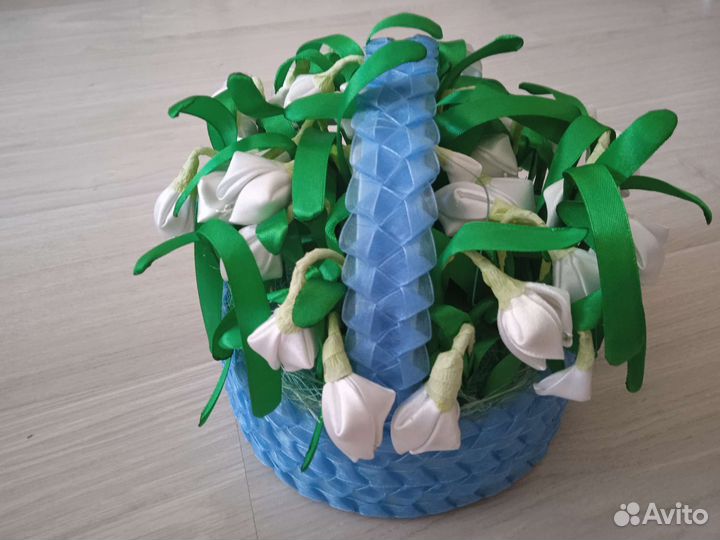 Корзинка подснежников ручной работы