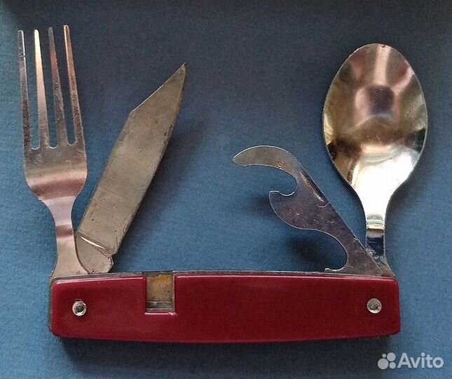Перочинный набор СССР нож, вилка, ложка, открывашк