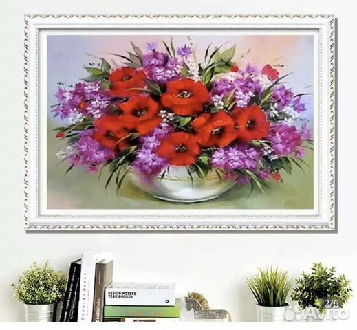 Алмазная вышивка Букет маков мозаика