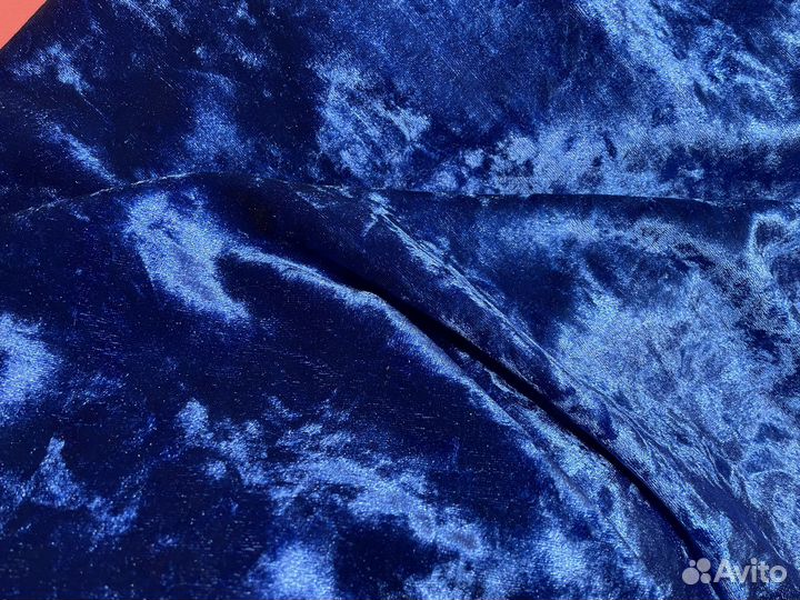 Ткань плательная бархат королевский синий