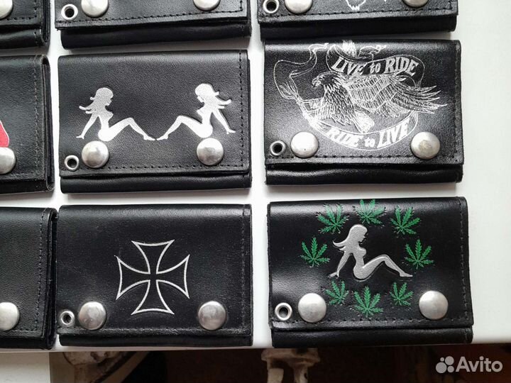 Кожаный байкерский бумажник на цепочке