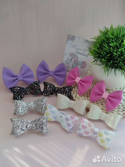 Блестящие Бантики ручной работы для волос, резинки
