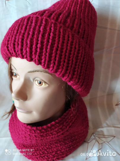 Комплект шапка и снуд женский