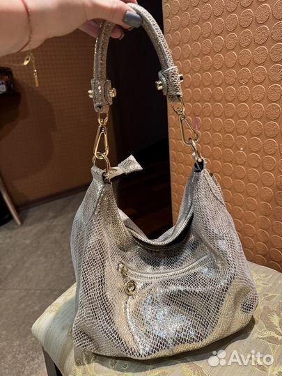 Сумка женская золотая под рептилию