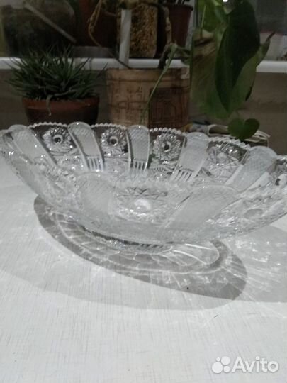 Крупная хрустальная ваза Богемия, Ладья