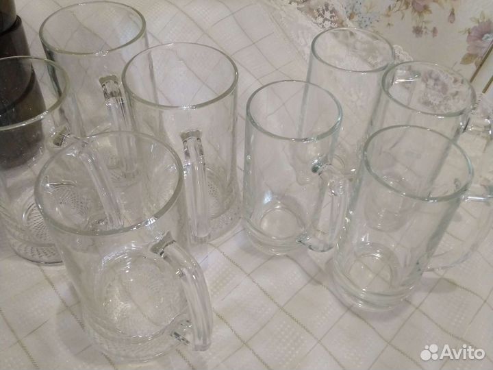 Стаканы для виски 5шт, кружки для пива по 4 шт