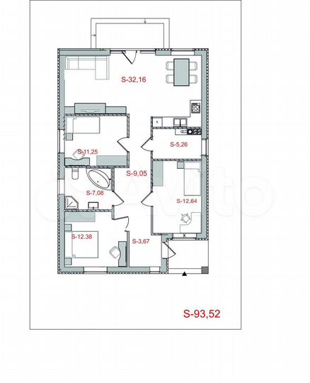 Дом 94 м² на участке 6 сот.