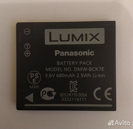 Аккумулятор Panasonic dmw-bck7e, оригинальный