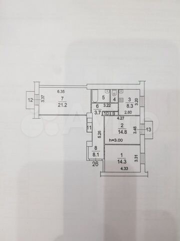 3-к. квартира, 80 м², 3/5 эт.