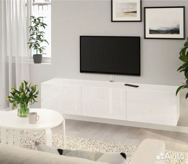 Тумба под тв Бесто Икеа 180x42x38 глянцевый