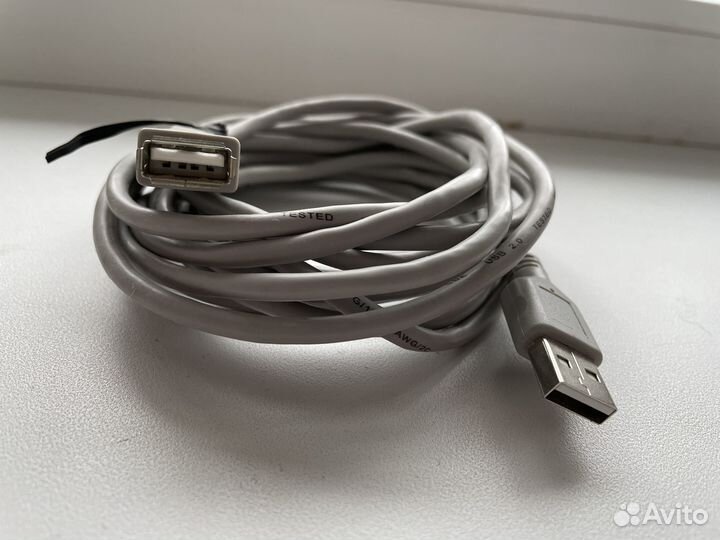 Кабель USB 2.0 - USB 2.0 (папа - мама) длина 3.1м