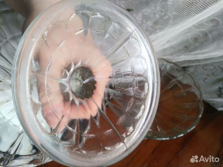 Конфетница фруктовница СССР цветное стекло