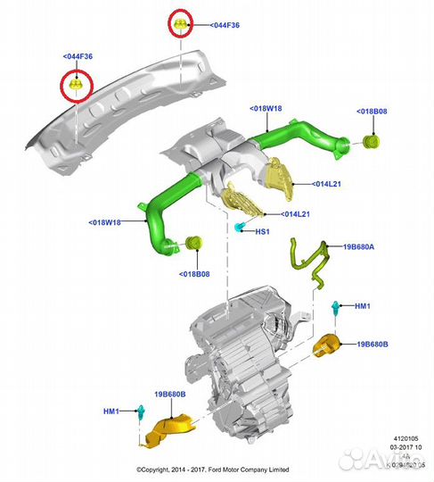 Направляющие крепление торпедо верхние Ford