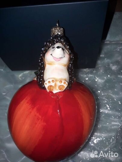 Елочные игрушки komozja Ежик на яблоке