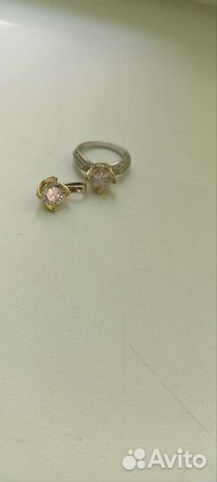 Серебряное кольцо и подвеска новое