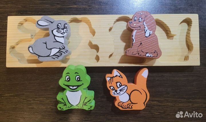 Пазл для малышей. Доска-вкладыш: Животные. Кубики