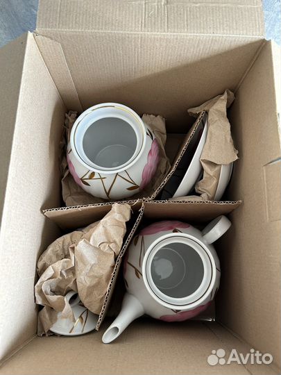 Дулево розы чайный сервиз новый