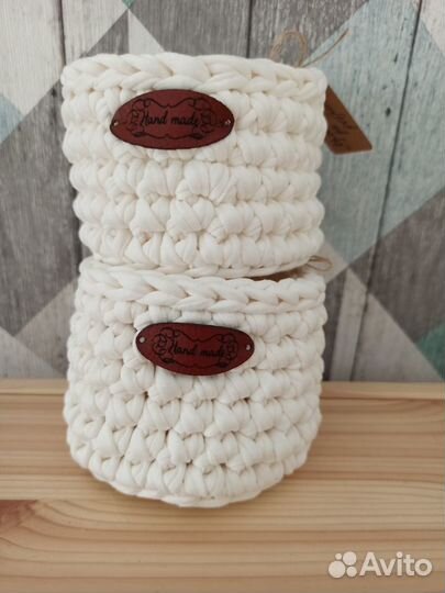 Набор корзиночек из трикотажной пряжи