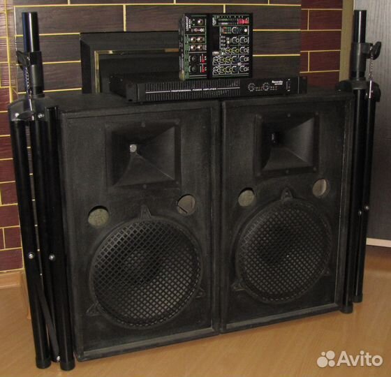 Колонки FA 1000W 2ш 12Pro Усилитель Микшер Штативы