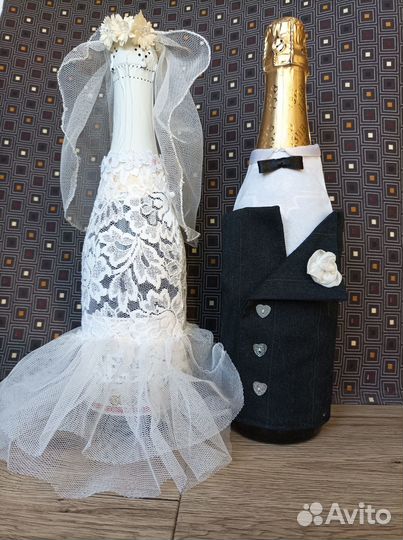 Украшения для бутылок на свадьбу