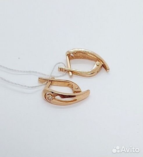 Золотые серьги с фианитом