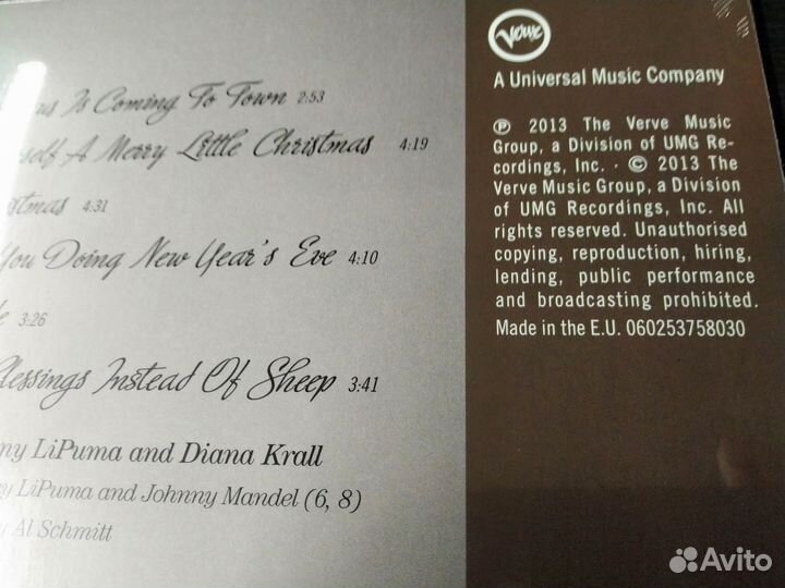 Diana Krall Christmas Songs винил новый