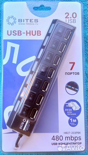USB-концентратор 5bites HB27-203P, 7 разъемов