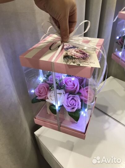 Неувядающий букет из мыльных роз