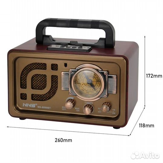 Портативная ретро FM колонка NS-8099BT