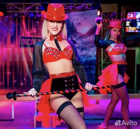 Костюм для танцев, go-go юбка шляпа трость