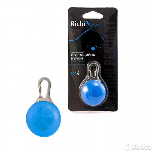 87376 LED-кулон richi синий на ошейник, 3 режима