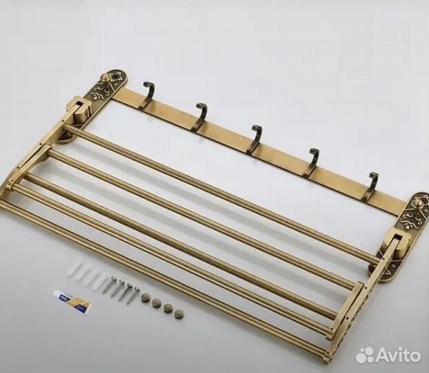 Полка для полотенец в ванну узоры под латунь