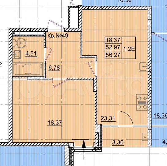 2-к. квартира, 56,2 м², 5/8 эт.