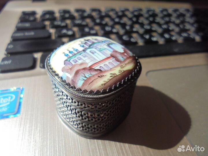 Шкатулка финифть 3х3х3 см Ростовский кремль