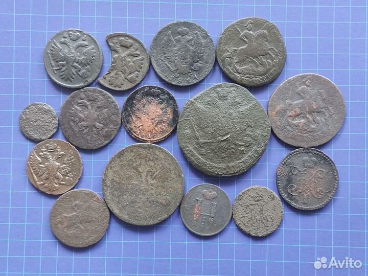 Медные царские монеты набором