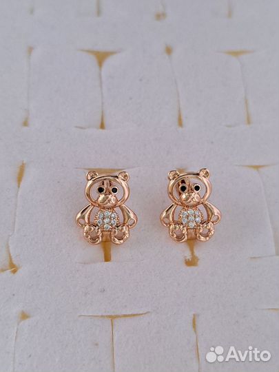 Серьги мишки медсплав