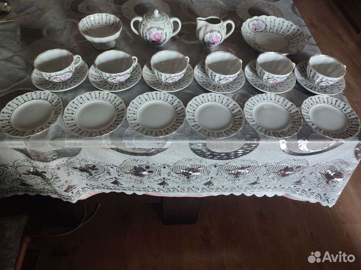 Антикварный Сервиз чайный лфз розы