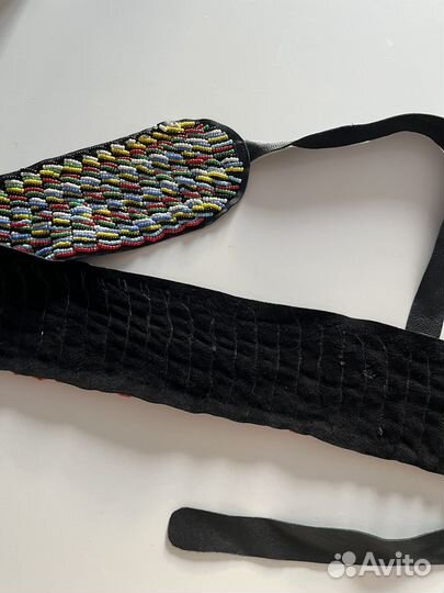 Кожаный пояс с бисером