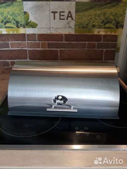 Хлебница нержавеющая сталь и стекло