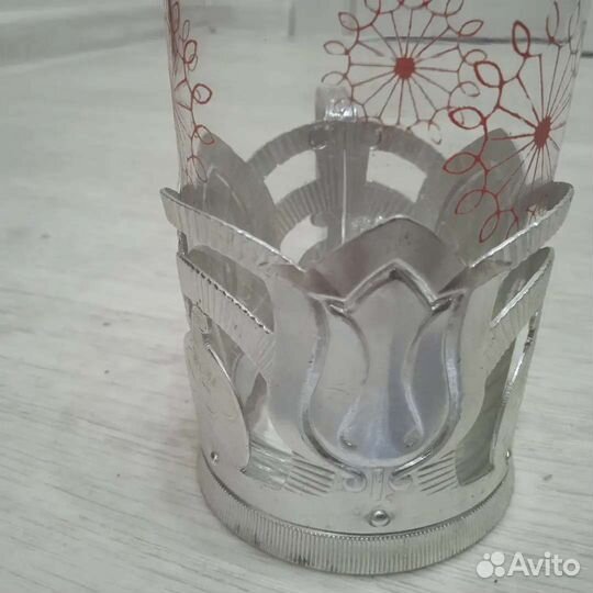 Винтажный подстаканник с тонкостенным стаканом