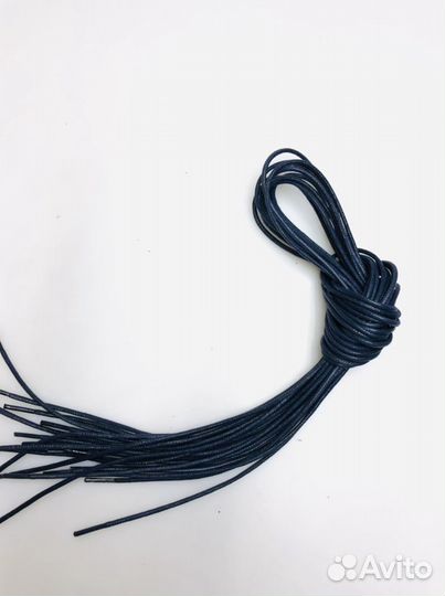 Шнурки обувные вощёные синие круглые